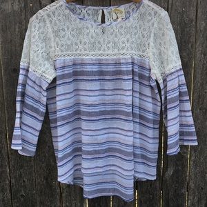Fig & Flower Cotton & Lace Top. SZ M.